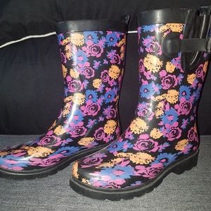 Floral rain boots